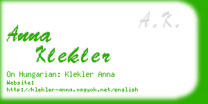 anna klekler business card